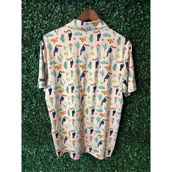 Bad Birdie Men’s Golf Polo Shirt Toucan Cactus Size Medium - Picture 5 of 5
